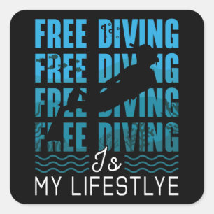 Sticker Carré Plongée libre est mon mode de vie Apnoe Dive Freed