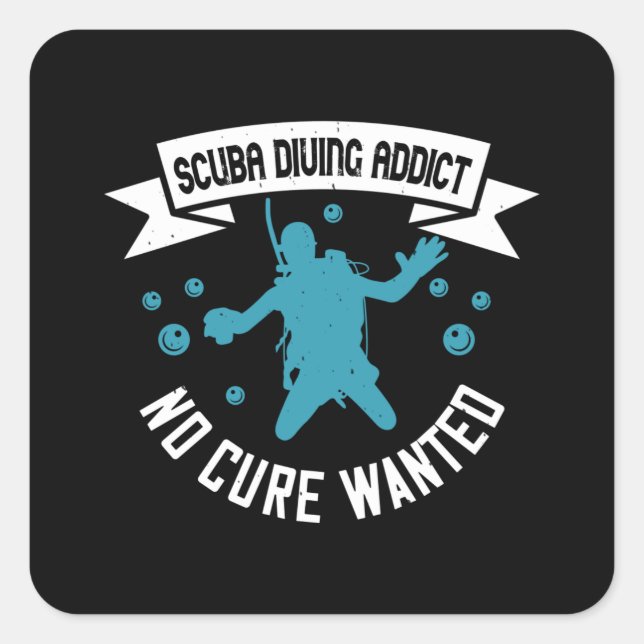 Sticker Carré Plongée - Plongée Addict Sans Cure Recherché (Devant)
