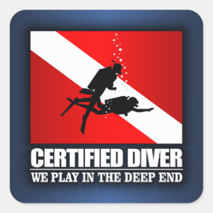 Sticker Carré Plongeur certifié (extrémité profonde)