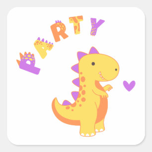 Sticker Carré Plongez dans le plaisir avec une fête Dino-Mite !