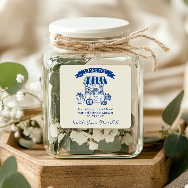 Sticker Carré Pluie de fleurs enlevées du marché pour enterremen (Off the market floral scribbles bridal shower square sticker)