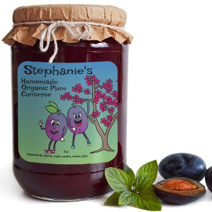 Sticker Carré Plum Pals Drôle Cartoon Preserve Tart et plus