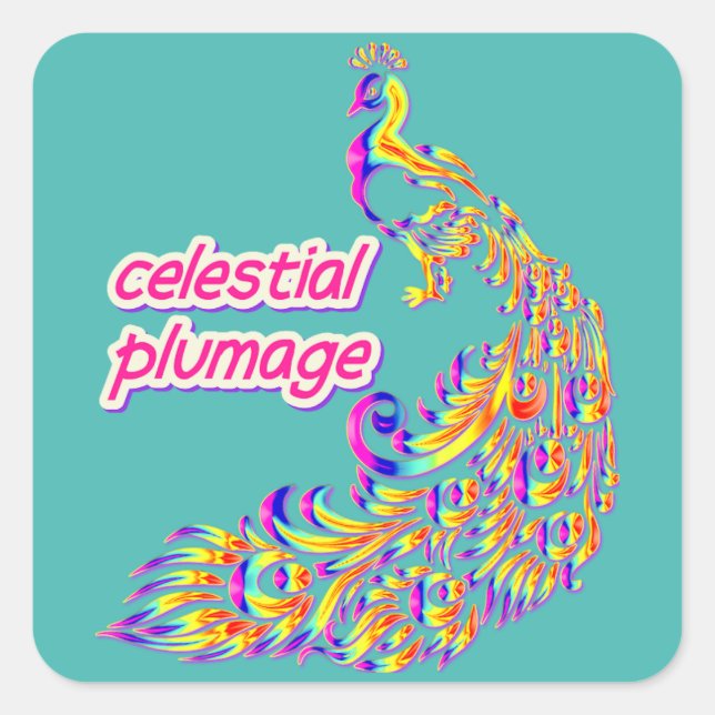 Sticker Carré plumage céleste (Devant)