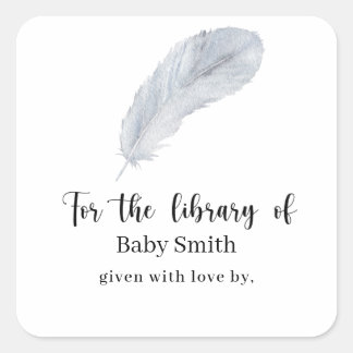 Sticker Carré Plume - Bibliothèque Baby Shower