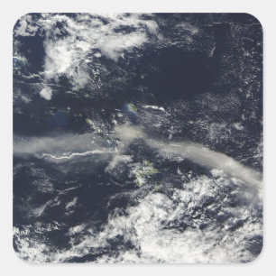 Sticker Carré Plume de cendres de Soufriere Hills, Montserrat