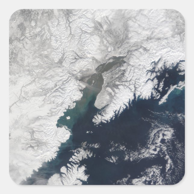 Sticker Carré Plume de cendres du mont Redoute, Alaska (Devant)