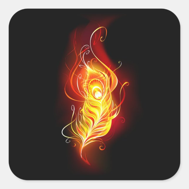 Sticker Carré Plumes de paquetage de feu (Devant)