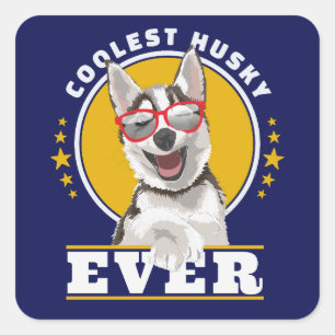 Sticker Carré Plus cool jamais husky, maman husky, papa husky