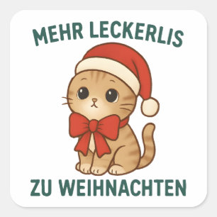 Sticker Carré Plus de friandises à Noël - chats drôles