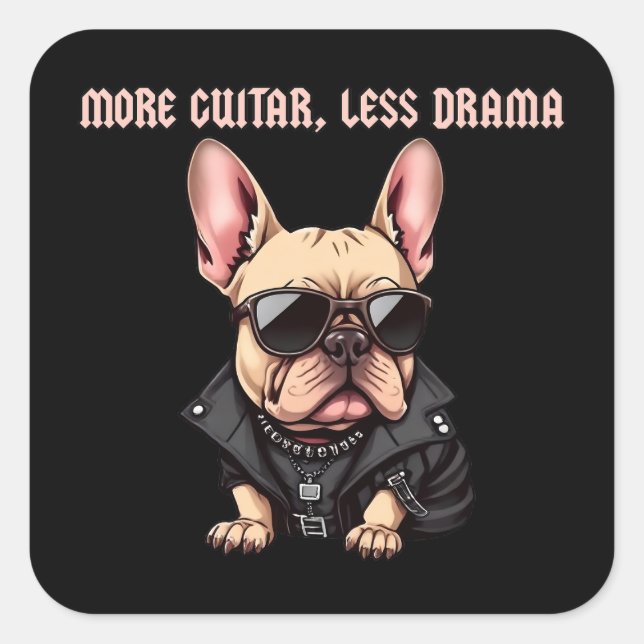 Sticker Carré Plus de guitare, moins de drame (Devant)