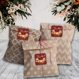 Sticker Carré Plush Red Thanksgiving Friendsgiving Dîner Personn