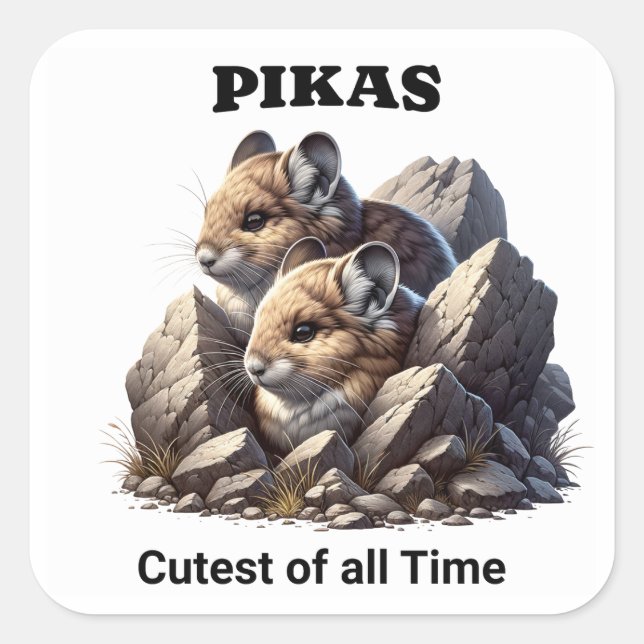 Sticker Carré Plusieurs Pikas sur une Feuille (Devant)