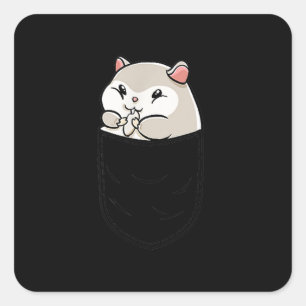 Sticker Carré Poche De Hamster Cute À L'Anniversaire
