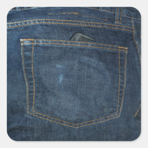 Sticker Carré Poche Denim Jeans bleu