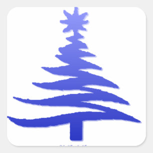 Sticker Carré Pochoir d'arbre de Noël Bleu Cobalt