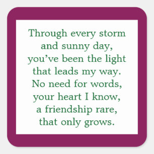 Sticker Carré Poème d'amitié