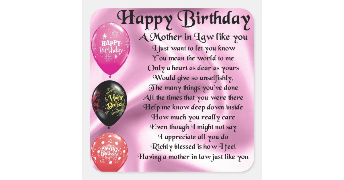 Sticker Carre Poeme De Belle Mere Joyeux Anniversaire Zazzle Fr Sticker Carre Poeme De Belle Mere Joyeux Anniversaire Zazzle Fr