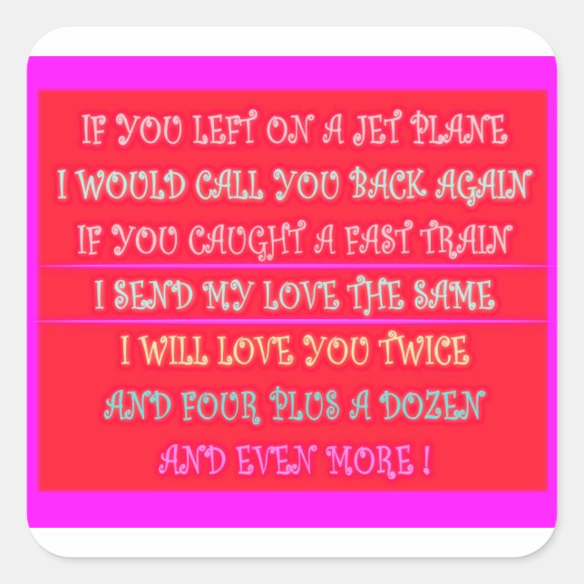 Sticker Carré Poèmes romantiques art pour votre être aimé (Devant)