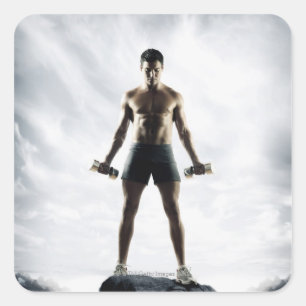 Sticker Carré Poids de levage 3 d'homme