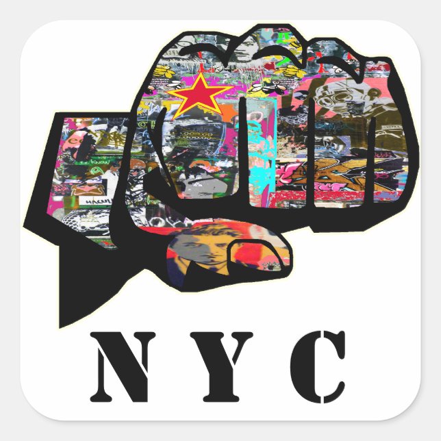 Sticker Carré Poing de graffiti personnalisé (Devant)