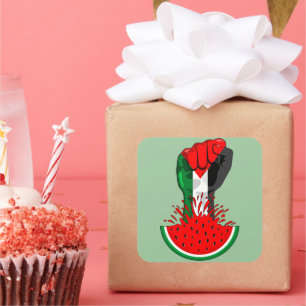 Sticker Carré Poing de résistance palestinienne sur le symbole d