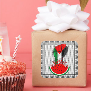 Sticker Carré Poing de résistance palestinienne sur le symbole d