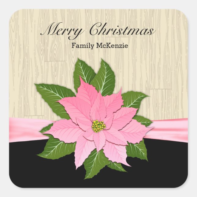 Sticker Carré Poinsettia rose (Devant)