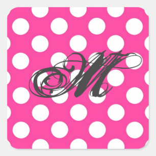 Sticker Carré Point Polka rose personnalisé