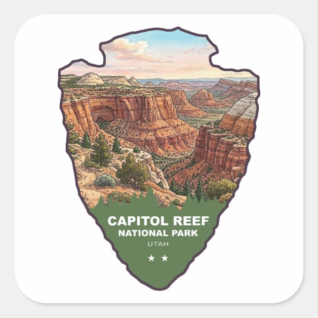 Sticker Carré Pointe de flèche du parc national de Capitol Reef (Devant)