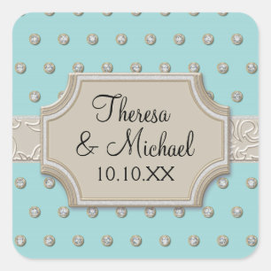 Sticker Carré Pointes de bijoux Art Déco Champagne Frame Argent