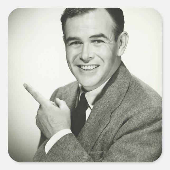 Sticker Carré Pointing homme d'affaires (Devant)