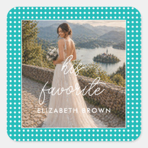 Sticker Carré Points blancs sur sarcelle – Mariage personnalisé