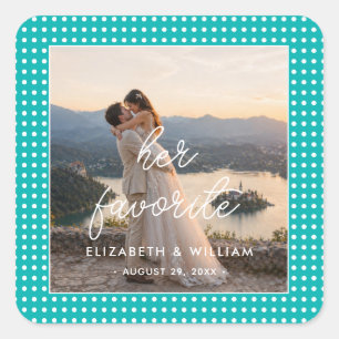Sticker Carré Points blancs sur sarcelle – Mariage personnalisé