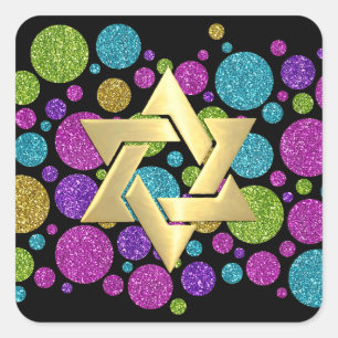 Sticker Carré Points de brillance colorés bat mitzvah sur n'impo