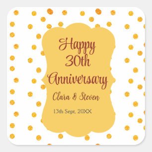 Sticker Carré points jaunes scintillants 30 ans de mariage