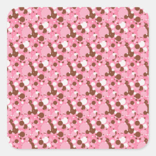Sticker Carré POINTS Napolitains 02 BILLETS rose BLANC