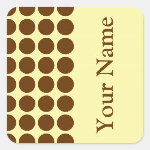 Sticker Carré Points neutres de crème de muscade avec le texte d