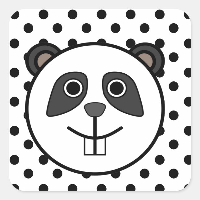 Sticker Carré Points Panda Polka noir blanc (Devant)