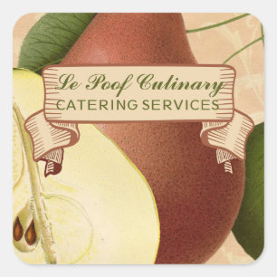 Sticker Carré Poires vintages cuisines de fruits cuisine étiquet