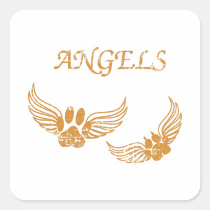 Sticker Carré Pois de animal de compagnie angélique en détresse