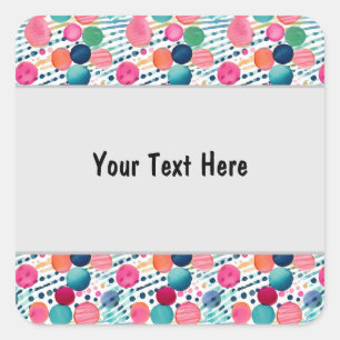 Sticker Carré Pois et rayures 12