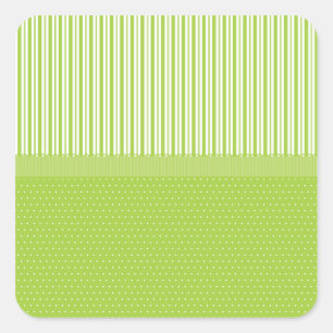 Sticker Carré Pois Green White Stripes avec ruban