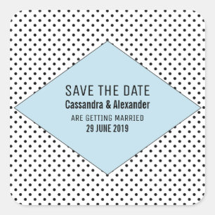 Sticker Carré Pois modernes bleus sauvez la date