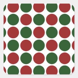 Sticker Carré Pois rouges et verts en blanc