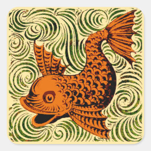 Sticker Carré Poisson Antique Carrelage Ancien art