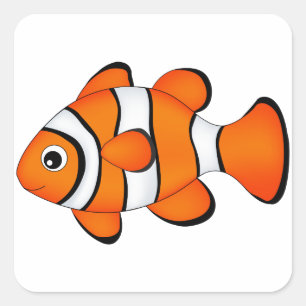 Sticker Carré poisson clown mignon