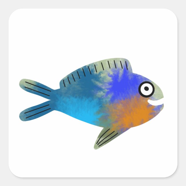 Sticker Carré Poisson mignon (Devant)