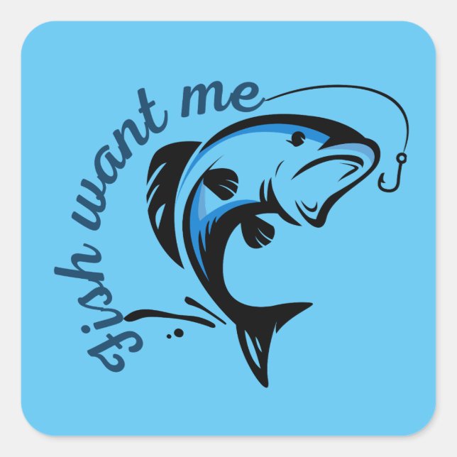 Sticker Carré Poisson veut moi (Devant)