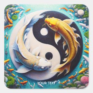 Sticker Carré Poisson Yin Yang Imaginaire mignon