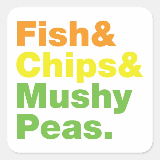 Sticker Carré Poissons & Chips & Pois Musqués. (Devant)